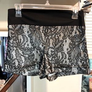 Light Gray and Black Lace Shorts